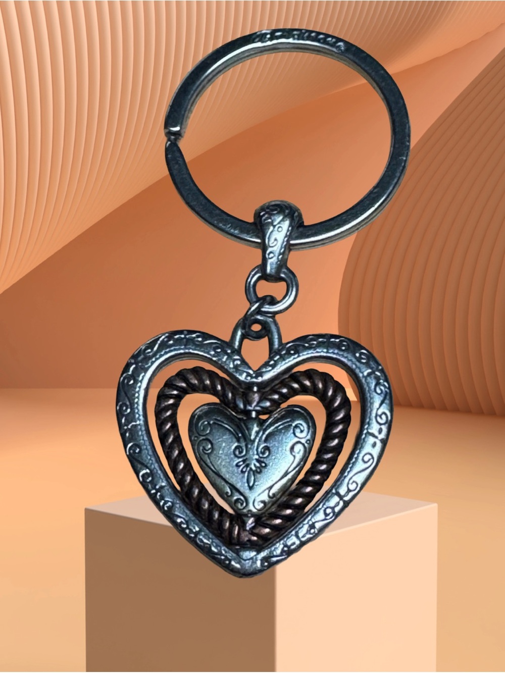 A triple-tone Heart Keychain from Brighton.